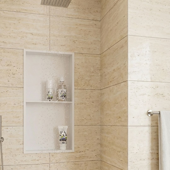 Bathroom Niche With Stainless Steel Shelves