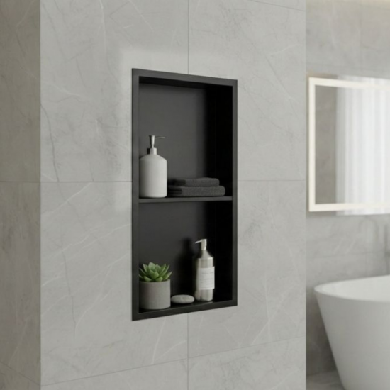 Bathroom Niche With Stainless Steel Shelves