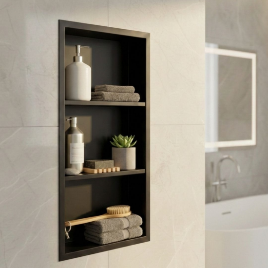 Bathroom Niche With Stainless Steel 2 Shelves